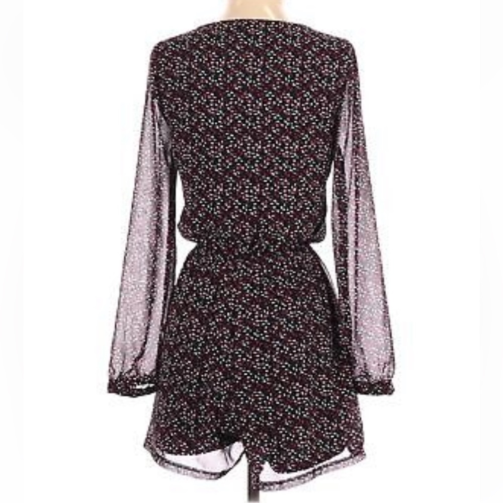 Express Print Long Sleeve Chiffon Wrap Front Romper L - Picture 3 of 8